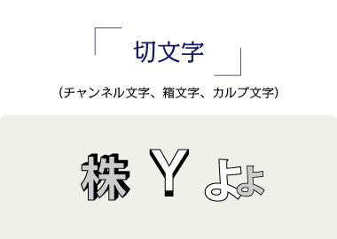 切文字（チャンネル文字、箱文字、スチールピン立て文字）